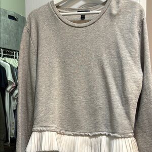 Gray Pleated Hem Top